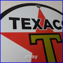 Vintage Texaco Gasoline Sign Gas Motor Oil Pump Station Porcelain Sign