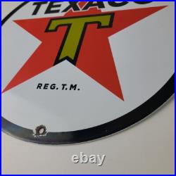 Vintage Texaco Gasoline Sign Gas Motor Oil Pump Station Porcelain Sign