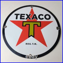 Vintage Texaco Gasoline Sign Gas Motor Oil Pump Station Porcelain Sign