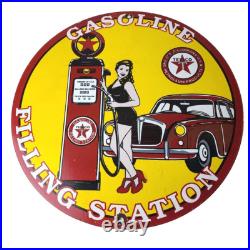 Vintage Texaco Gasoline Sign Gas Pump Filling Station Porcelain Sign