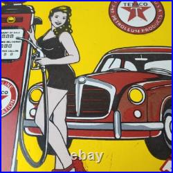 Vintage Texaco Gasoline Sign Gas Pump Filling Station Porcelain Sign