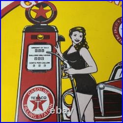 Vintage Texaco Gasoline Sign Gas Pump Filling Station Porcelain Sign