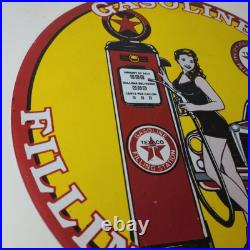 Vintage Texaco Gasoline Sign Gas Pump Filling Station Porcelain Sign