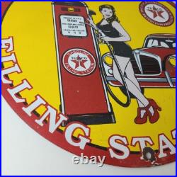 Vintage Texaco Gasoline Sign Gas Pump Filling Station Porcelain Sign