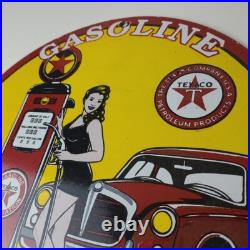 Vintage Texaco Gasoline Sign Gas Pump Filling Station Porcelain Sign