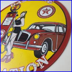 Vintage Texaco Gasoline Sign Gas Pump Filling Station Porcelain Sign