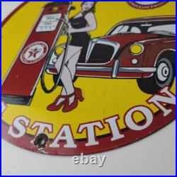 Vintage Texaco Gasoline Sign Gas Pump Filling Station Porcelain Sign