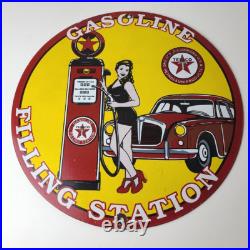Vintage Texaco Gasoline Sign Gas Pump Filling Station Porcelain Sign