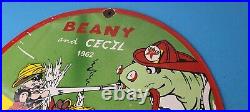 Vintage Texaco Gasoline Sign Gas Pump Plate Porcelain Beany Cecil Cartoon Sign