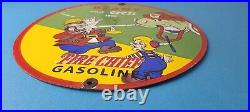 Vintage Texaco Gasoline Sign Gas Pump Plate Porcelain Beany Cecil Cartoon Sign