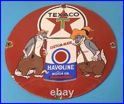 Vintage Texaco Gasoline Sign Gas Pump Plate Porcelain Havoline Cartoon Sign Vintage Texaco Gasoline Sign Gas Pump Plate Porcelain Havoline Cartoon Sign