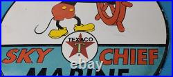 Vintage Texaco Gasoline Sign Marine Sky Chief Porcelain Gas Pump Sign Vintage Texaco Gasoline Sign Marine Sky Chief Porcelain Gas Pump Sign