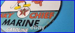 Vintage Texaco Gasoline Sign Marine Sky Chief Porcelain Gas Pump Sign Vintage Texaco Gasoline Sign Marine Sky Chief Porcelain Gas Pump Sign