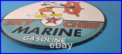 Vintage Texaco Gasoline Sign Marine Sky Chief Porcelain Gas Pump Sign Vintage Texaco Gasoline Sign Marine Sky Chief Porcelain Gas Pump Sign