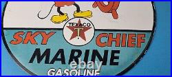 Vintage Texaco Gasoline Sign Marine Sky Chief Porcelain Gas Pump Sign Vintage Texaco Gasoline Sign Marine Sky Chief Porcelain Gas Pump Sign