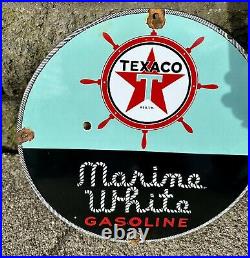 Vintage Texaco Gasoline Sign Motors Marine Gas Oil Service Pump Plate Sign