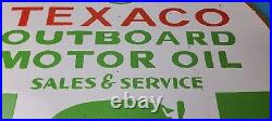 Vintage Texaco Gasoline Sign Outboard Motors Marine Sale Gas Service Pump Sign