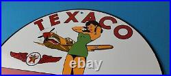 Vintage Texaco Gasoline Sign Pinup Girl Sign Gas Motor Oil Pump Porcelain Sign