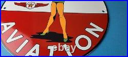 Vintage Texaco Gasoline Sign Pinup Girl Sign Gas Motor Oil Pump Porcelain Sign