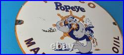 Vintage Texaco Gasoline Sign Popeye Sailor Gas Pump Plate Porcelain Sign