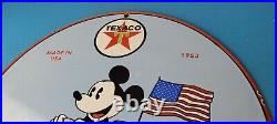 Vintage Texaco Gasoline Sign Porcelain Disney Mickey Filling Station Pump Sign