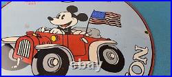 Vintage Texaco Gasoline Sign Porcelain Disney Mickey Filling Station Pump Sign
