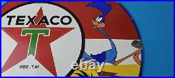 Vintage Texaco Gasoline Sign Red Star Road Runner Gas Pump Service Sign