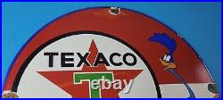 Vintage Texaco Gasoline Sign Red Star Road Runner Gas Pump Service Sign