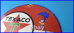 Vintage Texaco Gasoline Sign Red Star Road Runner Gas Pump Service Sign