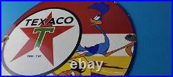 Vintage Texaco Gasoline Sign Red Star Road Runner Gas Pump Service Sign