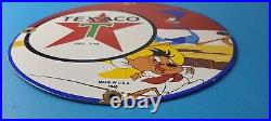 Vintage Texaco Gasoline Sign Red Star Road Runner Gas Pump Service Sign