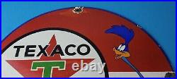 Vintage Texaco Gasoline Sign Red Star Road Runner Gas Pump Service Sign