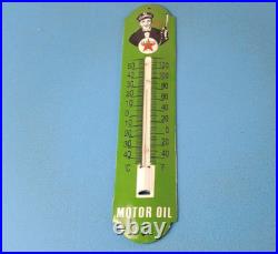 Vintage Texaco Gasoline Sign Service Gas Pump Ad Sign on Porcelain Thermometer