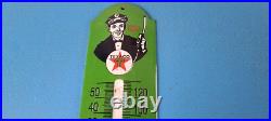 Vintage Texaco Gasoline Sign Service Gas Pump Ad Sign on Porcelain Thermometer