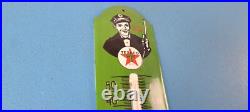 Vintage Texaco Gasoline Sign Service Gas Pump Ad Sign on Porcelain Thermometer