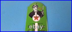 Vintage Texaco Gasoline Sign Service Gas Pump Ad Sign on Porcelain Thermometer