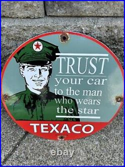 Vintage Texaco Gasoline Sign Sign, Gas Pump Porcelain Sign Plate Oil