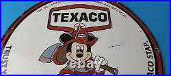 Vintage Texaco Gasoline Sign Walt Disney Mickey Mouse Porcelain Gas Pump Sign