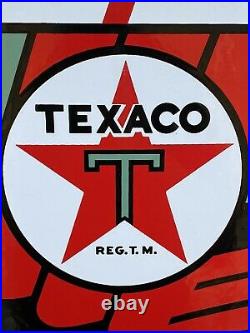 Vintage Texaco Gasoline Sky Chief Porcelain Metal Sign USA Oil Gas Pump Plate
