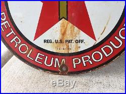Vintage Texaco Gasoline porcelain Gas Pump Sign Dated 10-33