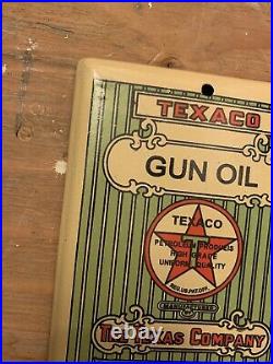Vintage Texaco Gun Oil Port Arthur Texas Porcelain Sign Gas Oil Pump Plate Petro