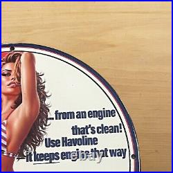 Vintage Texaco Havoline Porcelain Sign Gas Motor Oil Service Station Pump Plate Vintage Texaco Havoline Porcelain Sign Gas Motor Oil Service Station Pump Plate