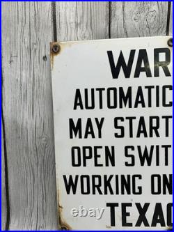 Vintage Texaco Inc Porcelain Warning Sign Oil Gas Pump Equipment