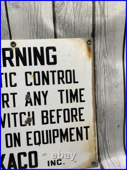 Vintage Texaco Inc Porcelain Warning Sign Oil Gas Pump Equipment