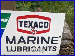 Vintage Texaco Marine Lubricants Gasoline Porcelain Gas Pump Sign 12 X 6 Vintage Texaco Marine Lubricants Gasoline Porcelain Gas Pump Sign 12 X 6