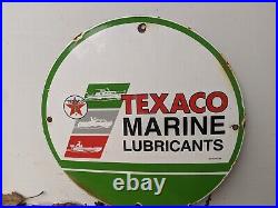 Vintage Texaco Marine Lubricants Oil Porcelain Metal Gas Pump Sign Gasoline
