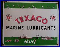 Vintage Texaco Marine Lubricants Porcelain Gas / Oil Pump Sign