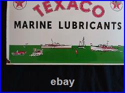 Vintage Texaco Marine Lubricants Porcelain Gas / Oil Pump Sign