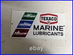 Vintage Texaco Marine Lubricants Porcelain Metal Gas Pump Sign