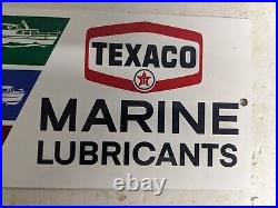 Vintage Texaco Marine Lubricants Porcelain Motor Oil Sign Pump Gas Station